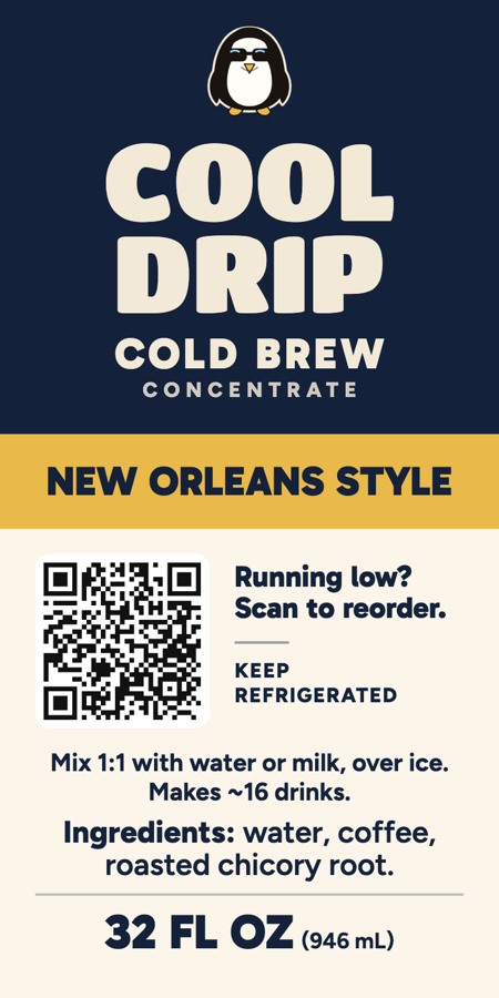 The Cool Drip New Orleans Style bottle label